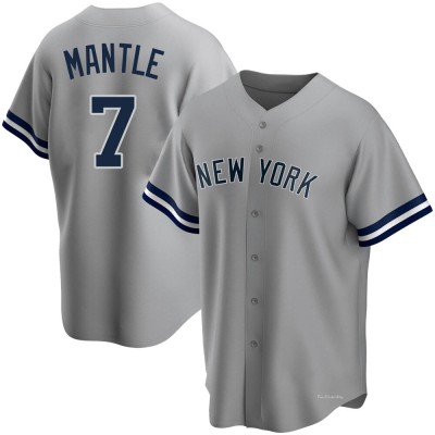 Youth Mickey Mantle New York Yankees Replica Gray Road Name Jersey