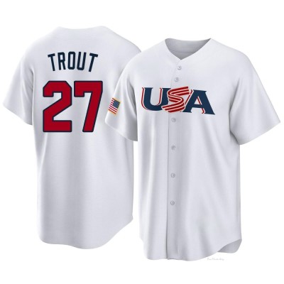 Youth Mike Trout Los Angeles Angels Replica White USA Baseball 2023 World Baseball Classic Jersey