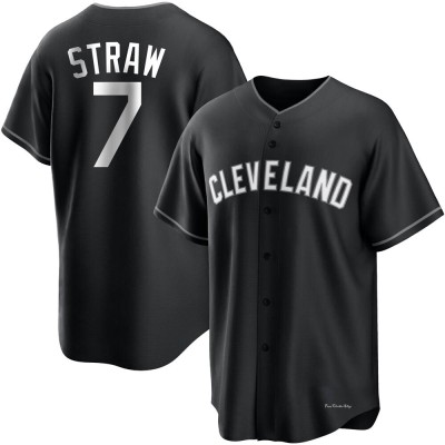 Youth Myles Straw Cleveland Guardians Replica Black/White Jersey