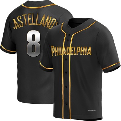 Youth Nick Castellanos Philadelphia Phillies Replica Black Golden Alternate Jersey