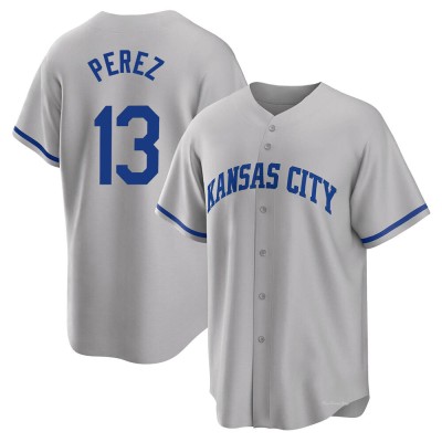 Youth Salvador Perez Kansas City Royals Replica Gray 2022 Road Jersey