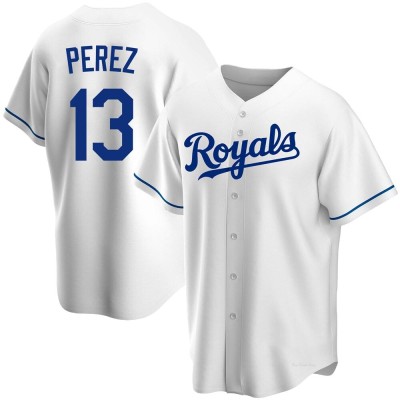 Youth Salvador Perez Kansas City Royals Replica White Home Jersey