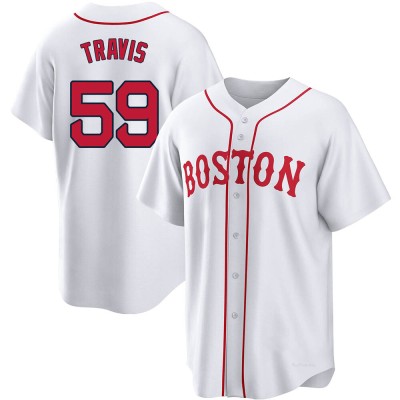 Youth Sam Travis Boston Red Sox Replica White 2021 Patriots' Day Jersey