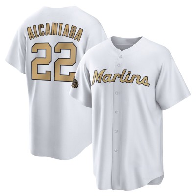 Youth Sandy Alcantara Miami Marlins Game White Replica 2022 All-Star Jersey