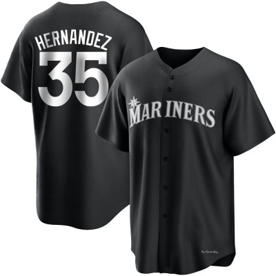 Youth Teoscar Hernandez Seattle Mariners Replica Black/White Jersey