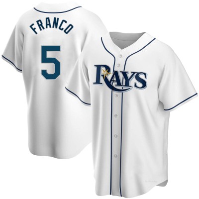 Youth Wander Franco Tampa Bay Rays Replica White Home Jersey